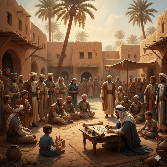 Peaceful Madeenah landscape	“Historic peace treaty in Madeenah”